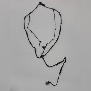 Kendra Scott black chain double layer evil eye and crystal drop neck necklace